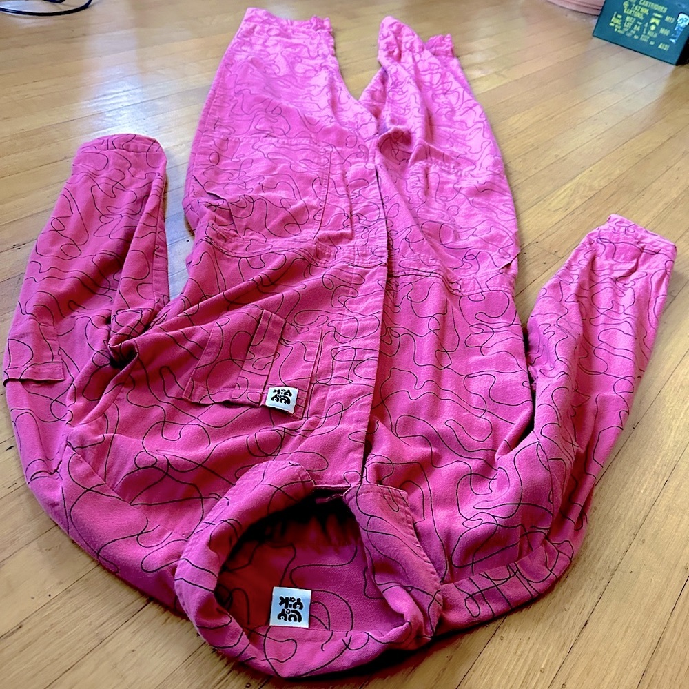 Lucy & Yak Coral Pink Scribble Print Jumpsuit - Picture 5 of 6